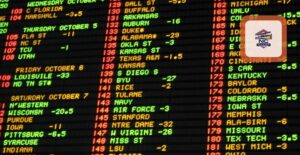A betting wall at a sportsbook signifies betting on college prop bets